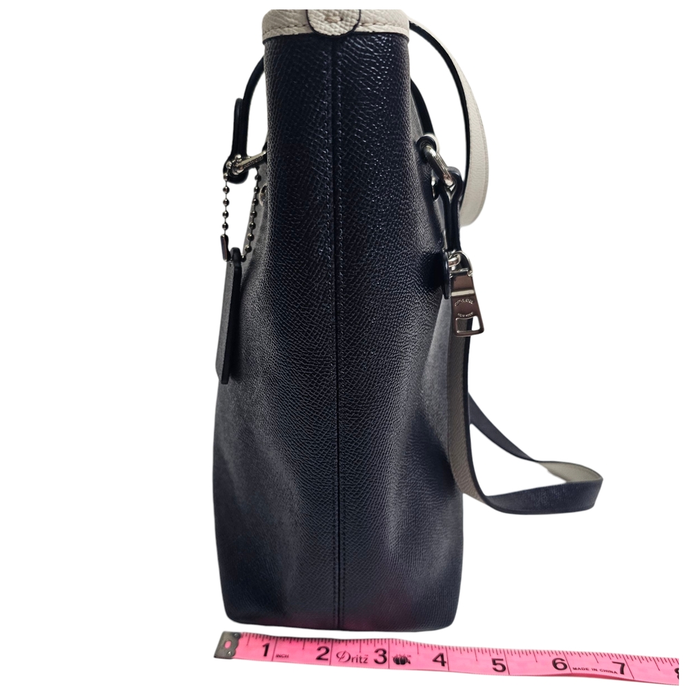 Coach Navy White Zip Top Tote in Crossgrain Leather - Picture 10 of 10